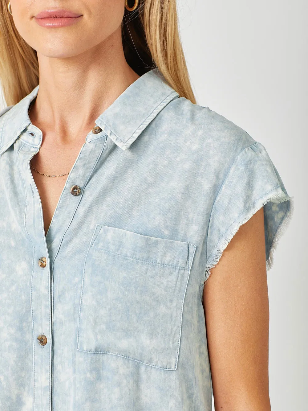 Alaiya Flutter Sleeve Top - Soft Blue