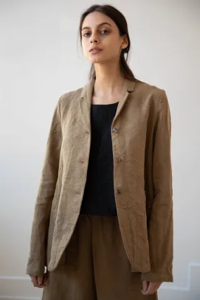 Apuntob | Long Line Blazer in Hazelnut Linen