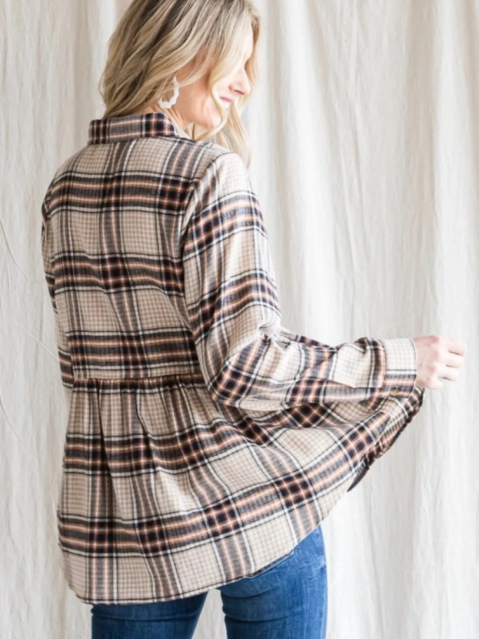 Azalea Flannel Top - Taupe