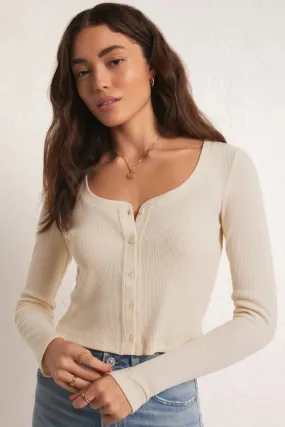 Ciana Button Front Waffle Top