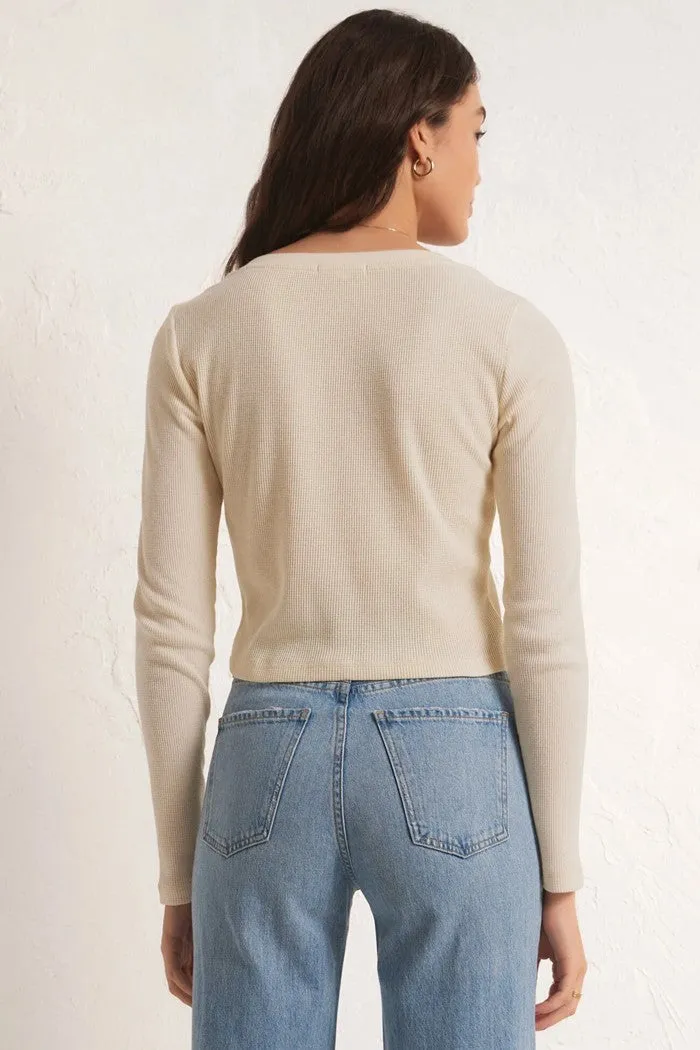 Ciana Button Front Waffle Top