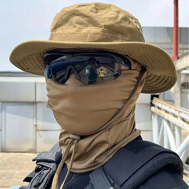 Clothing Camouflage Boonie Hat, Balaclava Hat Set (BROWN)