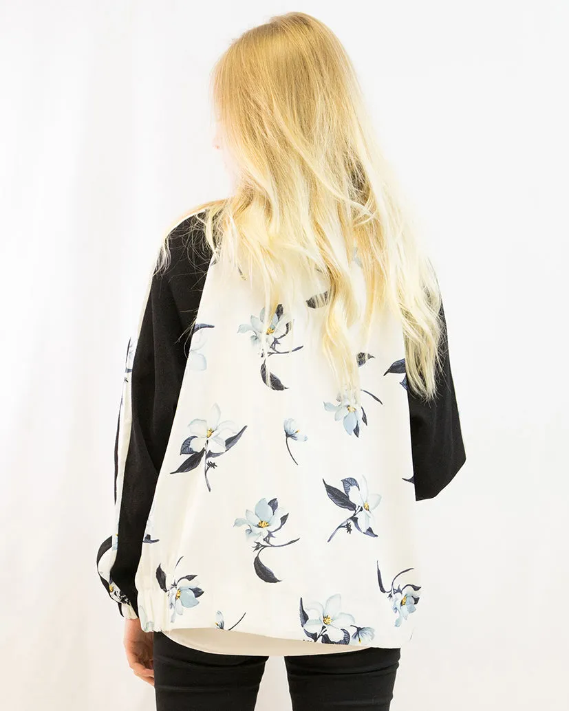 Floral Print Bomber Jacket (White floral)