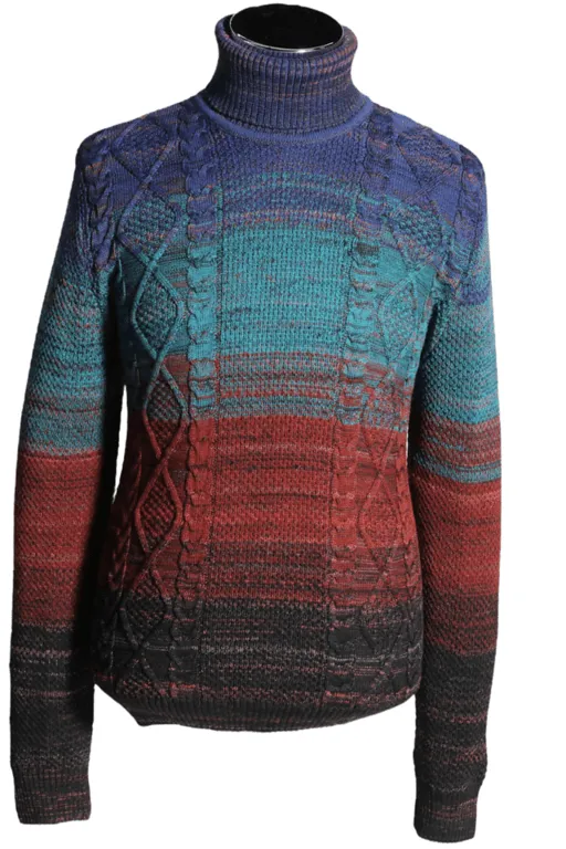 Gradient Cable Knit Turtleneck
