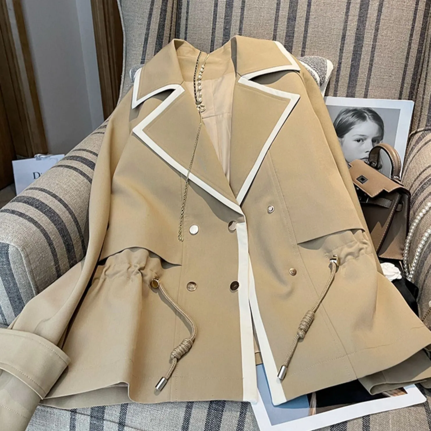Korean Style Double-breasted Trench Coat