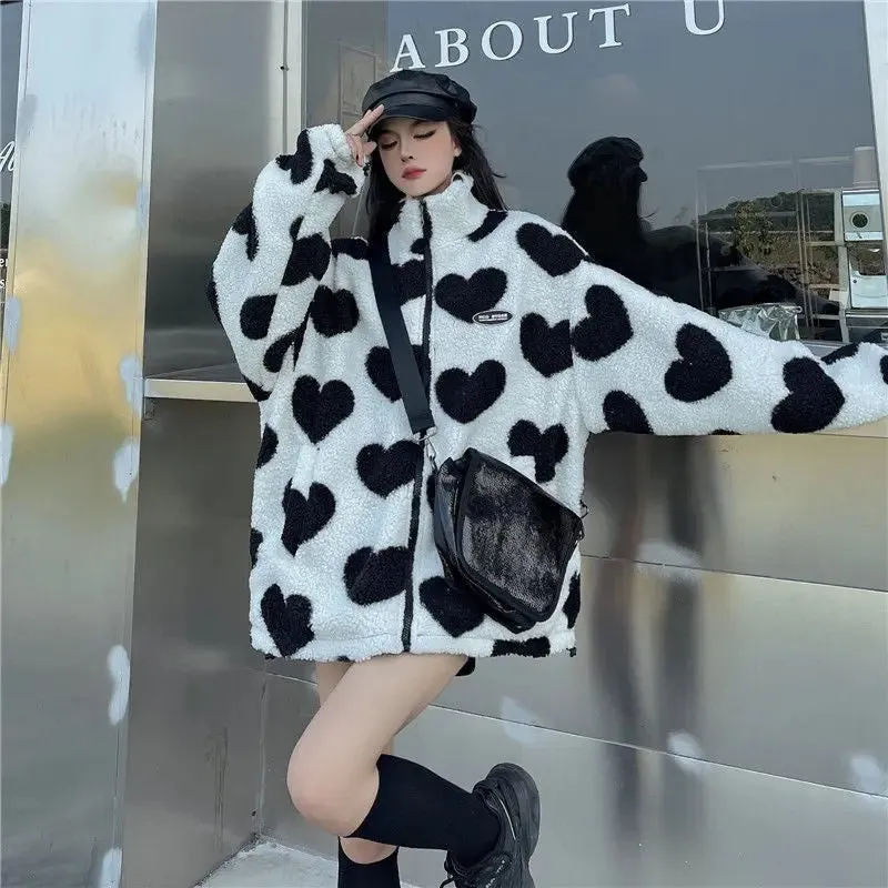 lamb fleece coat Love Lamb Fleece-lined Warm Reversible Cotton-padded Coat
