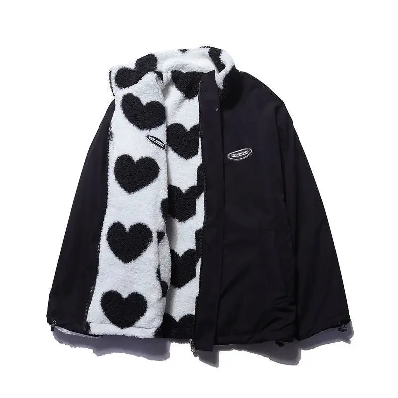 lamb fleece coat Love Lamb Fleece-lined Warm Reversible Cotton-padded Coat