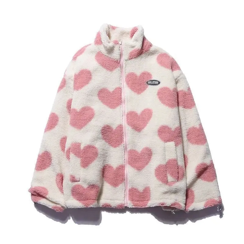 lamb fleece coat Love Lamb Fleece-lined Warm Reversible Cotton-padded Coat