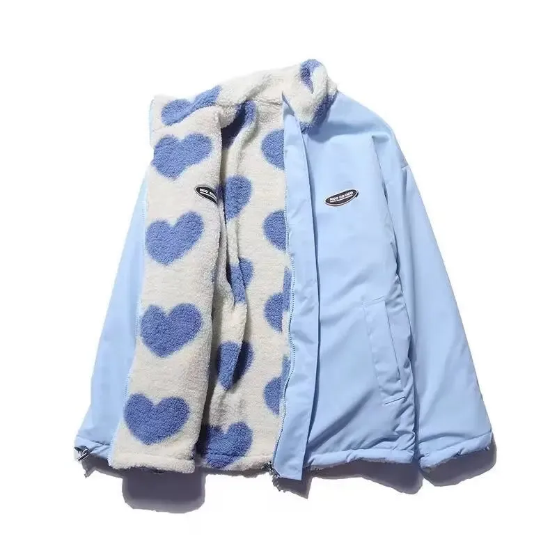lamb fleece coat Love Lamb Fleece-lined Warm Reversible Cotton-padded Coat