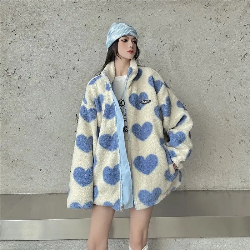 lamb fleece coat Love Lamb Fleece-lined Warm Reversible Cotton-padded Coat