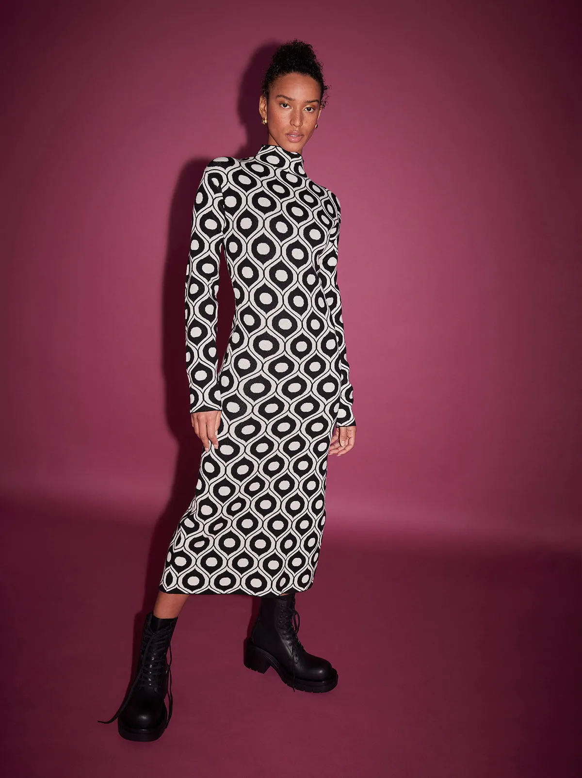 Marlowe Black Wallpaper Print Knit Dress