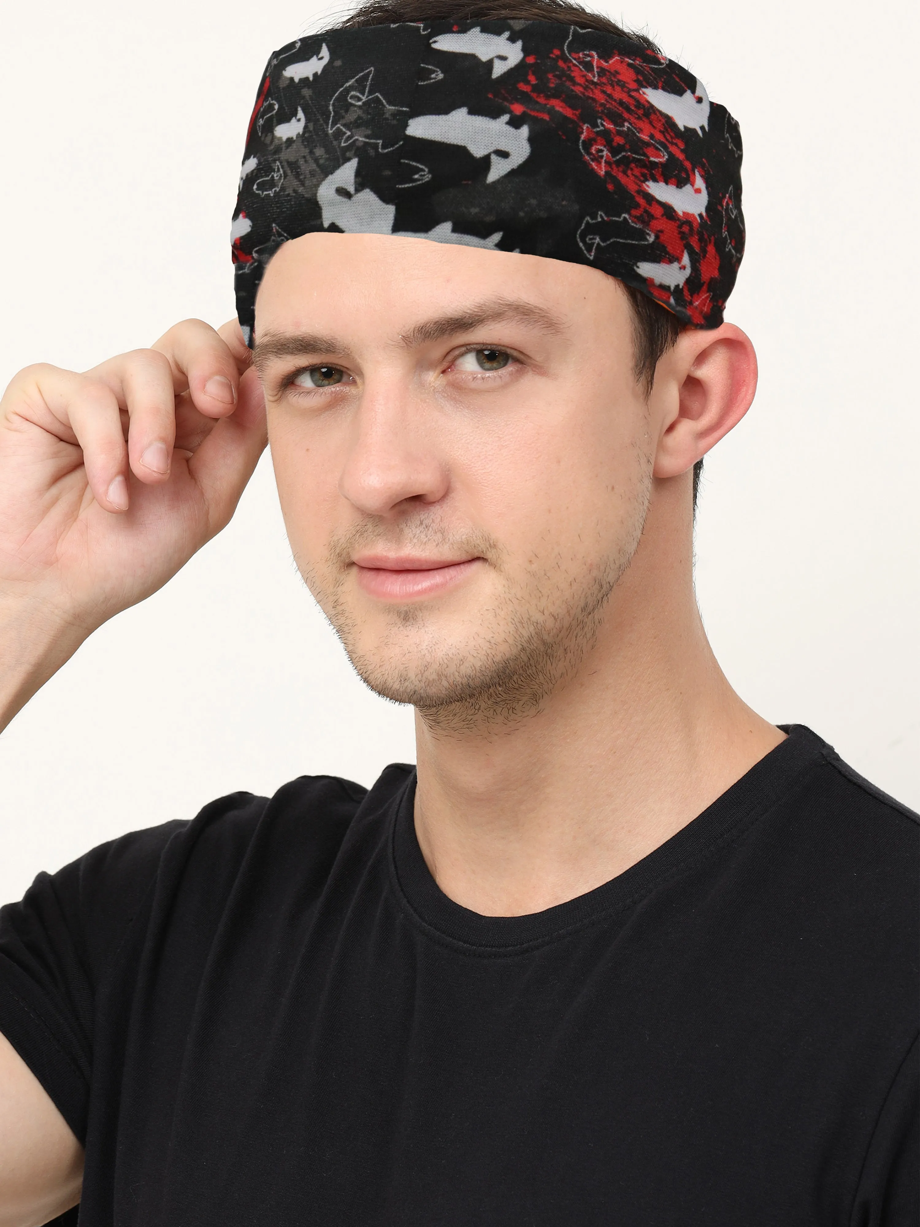 UrGear Men Women Unisex Adults and Kids Black Printed Bamboo Anti Microbial Multipurpose FREE SIZE Bandana