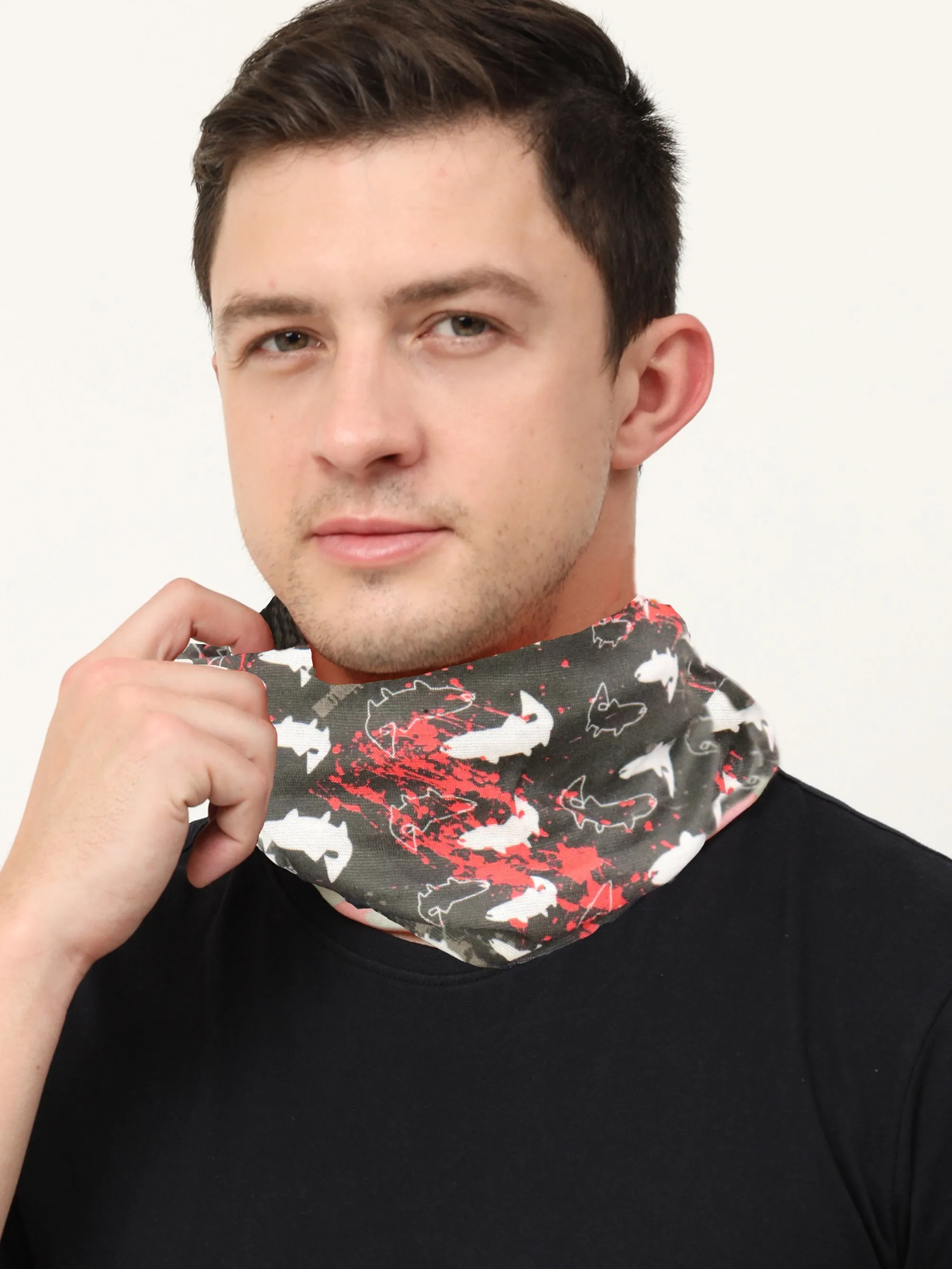 UrGear Men Women Unisex Adults and Kids Black Printed Bamboo Anti Microbial Multipurpose FREE SIZE Bandana