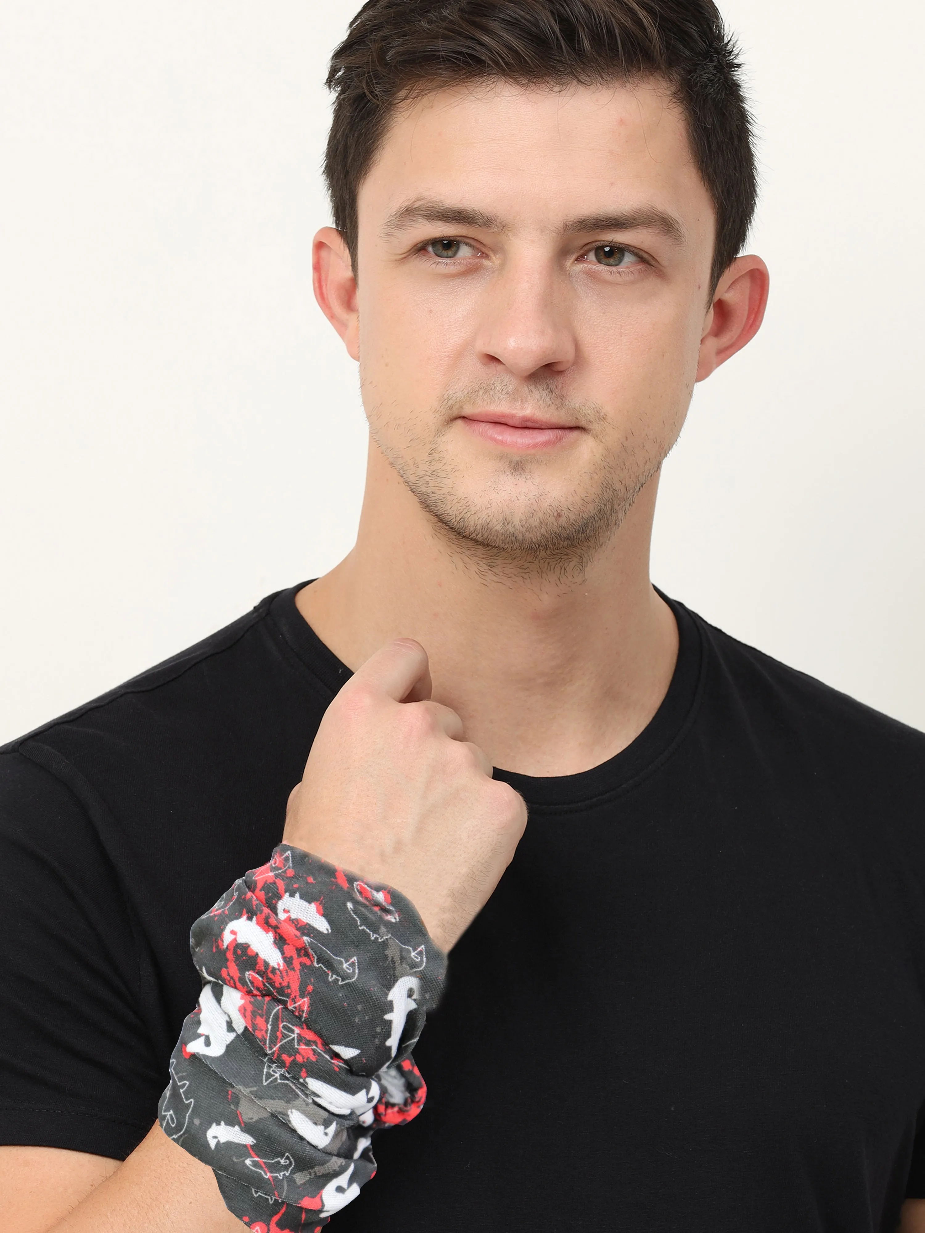 UrGear Men Women Unisex Adults and Kids Black Printed Bamboo Anti Microbial Multipurpose FREE SIZE Bandana