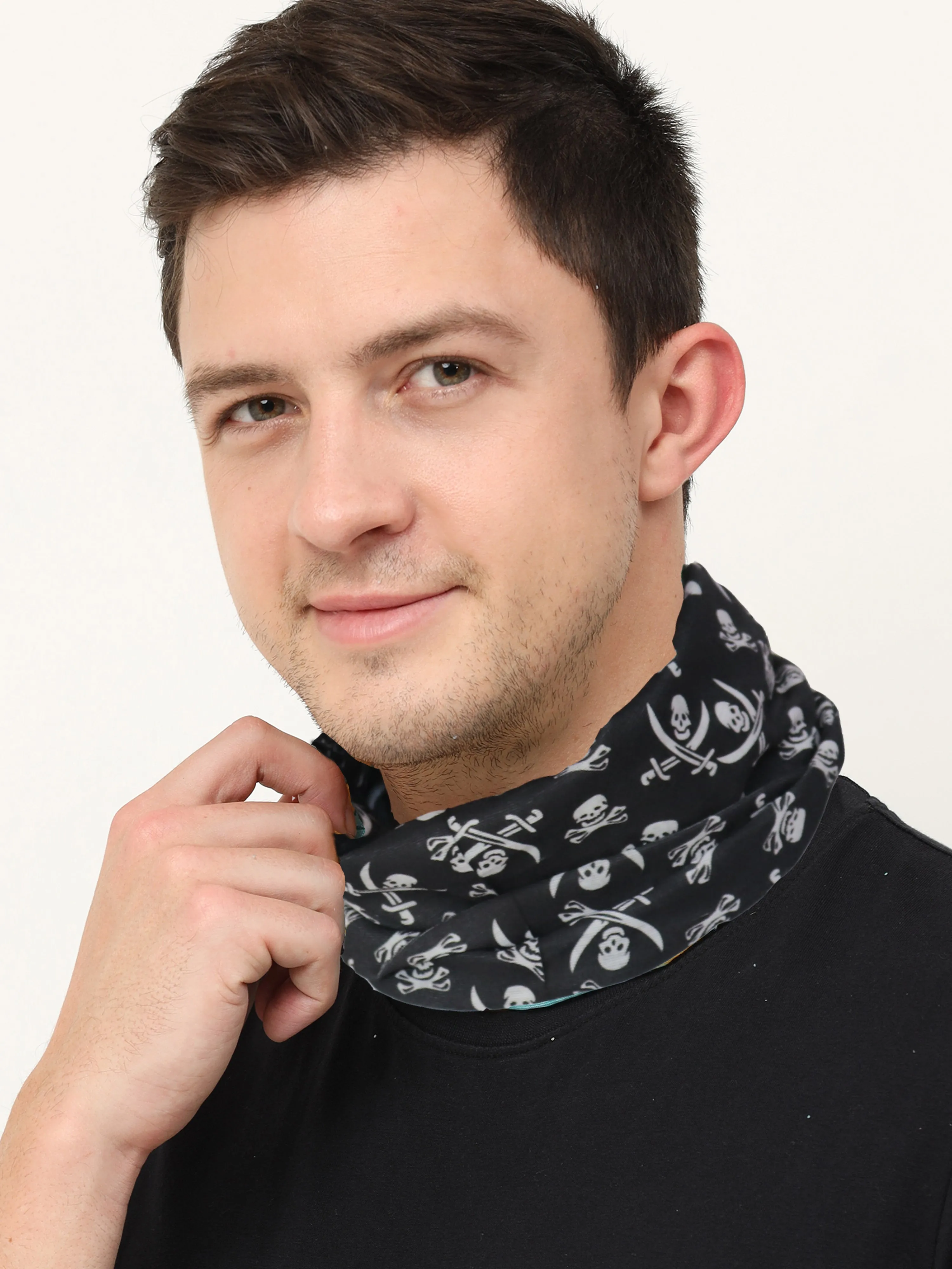 UrGear Men Women Unisex Adults and Kids Black White Printed Bamboo Anti Microbial Multipurpose FREE SIZE Bandana