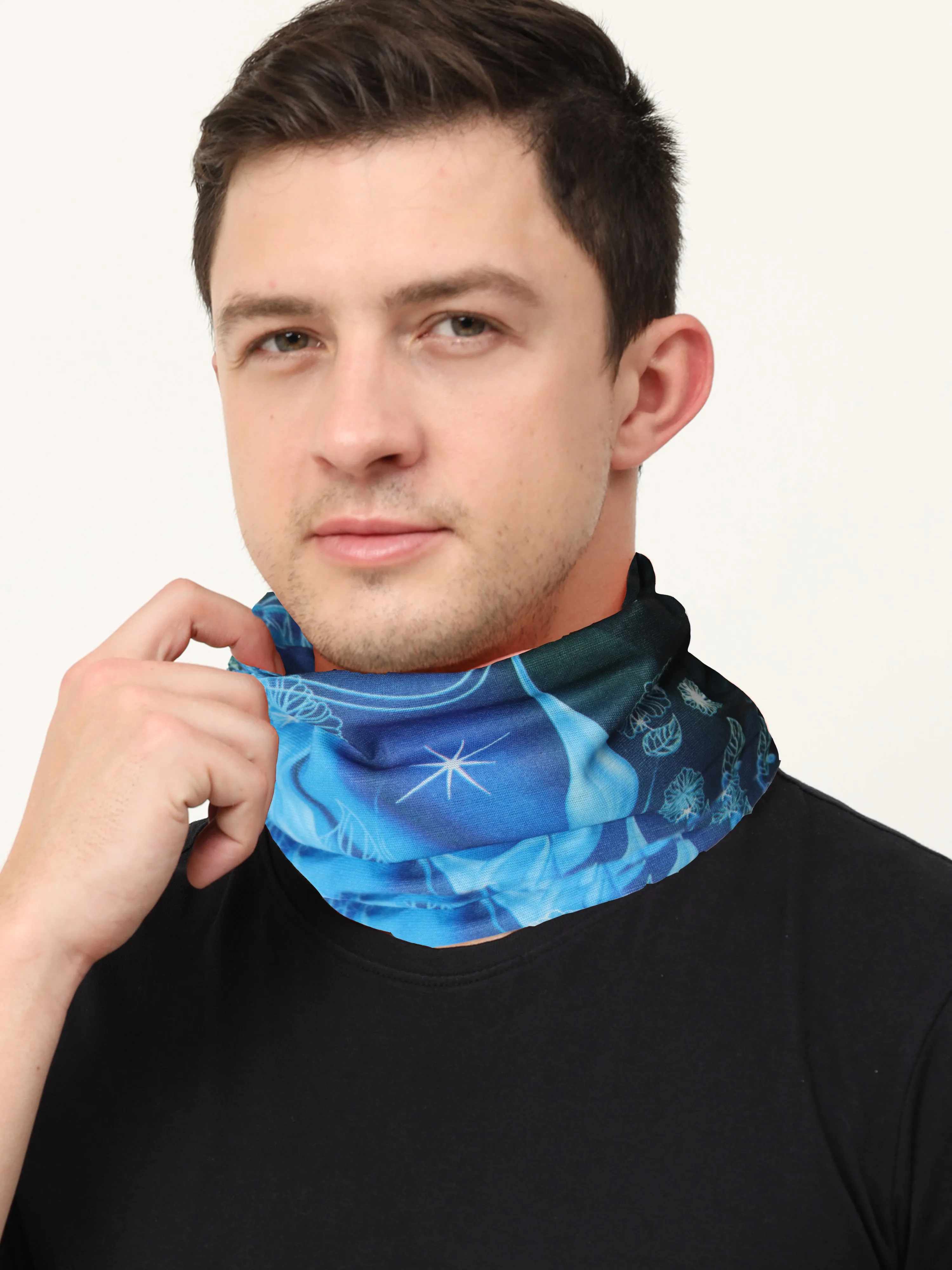 UrGear Unisex Adults and Kids Blue Printed Bamboo Anti Microbial Multipurpose FREE SIZE Bandana